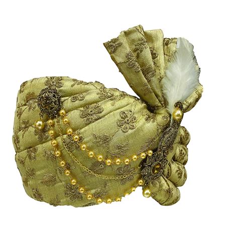 Buy POPIN Men's Gold Embroidered Traditional Wedding Dulha Safa/Feta ...