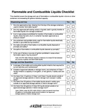 Flammable and Combustible Liquids Checklist - Blank Fillable Template ...