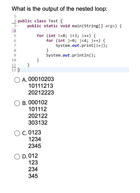 Image result for Nested Loop Java Output