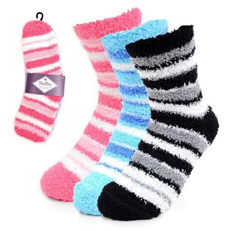 Yishankeyu's 3 Pair Comfy Fluffy Fuzzy Slipper Socks for Women, Soft ...