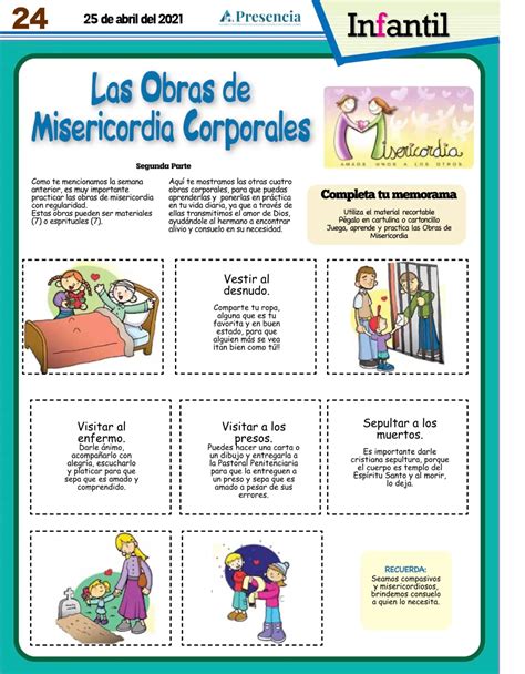 Infantil | Las obras de misericordia corporales – Presencia. Digital en ...