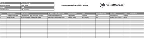 Image result for Project Requirements Matrix Template