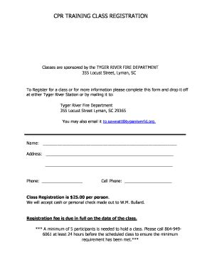 Fillable Online CPR Class Registration Form-word Fax Email Print ...