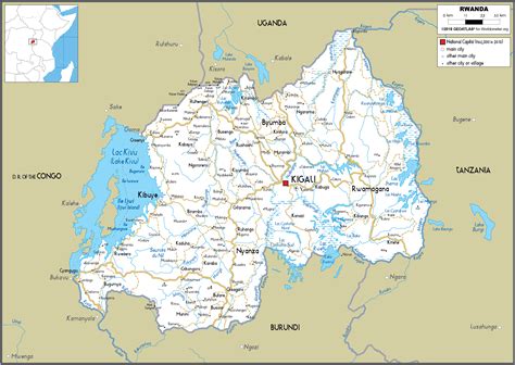 Rwanda Map (Road) - Worldometer