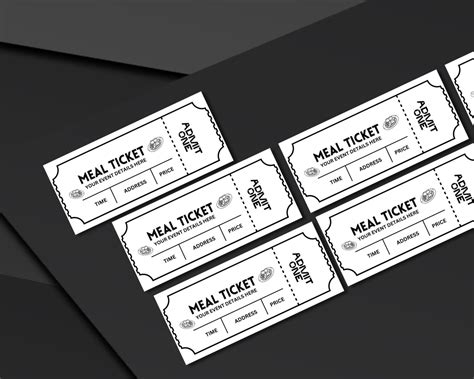 Editable Food Event Ticket, Food Ticket Printables, Editable Meal ...