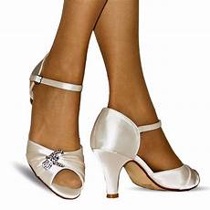 Wedding Low Heel Shoes by New Wedding Bridal Diamante Ivory Satin Low Mid Wedding Low Heel Shoes