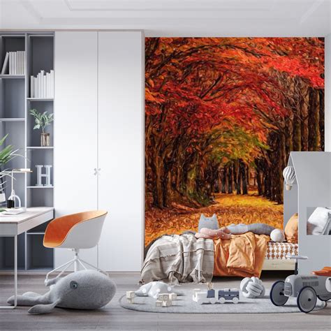 Landscape Red Tree Wallpaper – Myindianthings