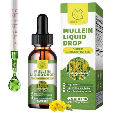 Mullein Liquid Drop Herbal Supplement, Mullein Drops for Lungs, Lung Detox & Cleanse, Mullein ...
