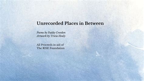 Unrecorded Places in Between - New Poetry Book Readings, St John's ...