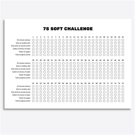 75 Soft Challenge Tracker Printable | Landscape A4 & US Letter Sizes ...