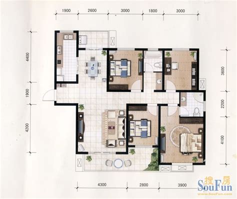 现代简约120平米三居室户型图片 – 设计本装修效果图