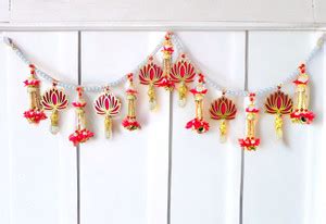 TORNORY Handmade Lotus Hanging | Pearl Beads Bandarwal for Home Decor ...