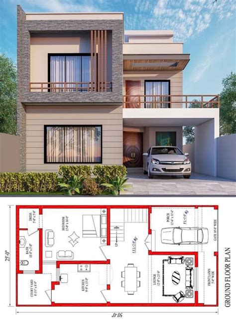 Two Story House Plan with Floor Plans and Elevation Details