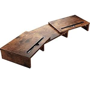 LORYERGO Dual Monitor Riser Stand - 3 Shelf Screen Laptop Stand with ...