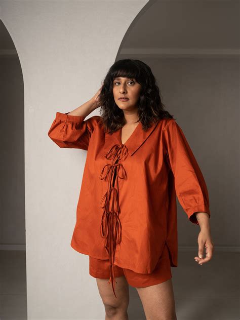 Orange Cotton Co-Ord Set For Women | WhySoBlue