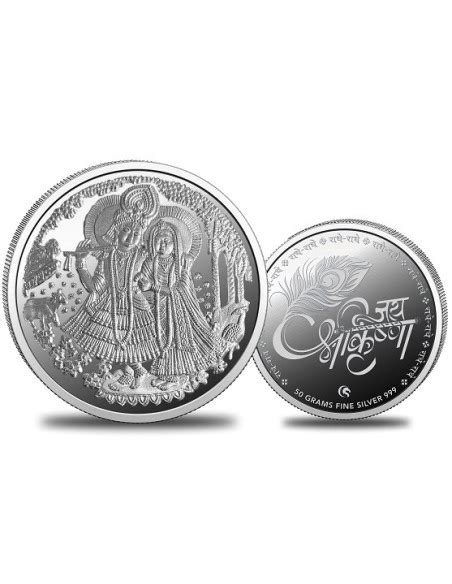 Omkar Mint Radha Krishna Silver Coin of 50 Grams in 999 Purity Fineness