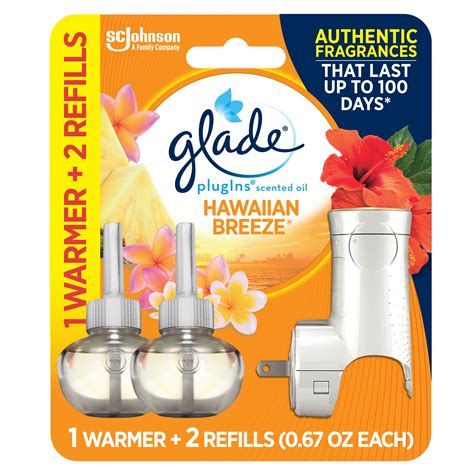 Glade PlugIns Scented Oil Warmer + 2 Refills, Air Freshener, Hawaiian ...