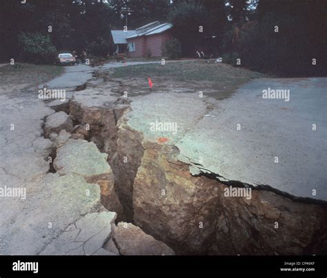 Loma Prieta Earthquake opened the earth opened on a driveway in the ...