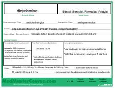 Drug Card dicyclomine.pdf - dicyclomine Bentyl Bentylol Formulex ...