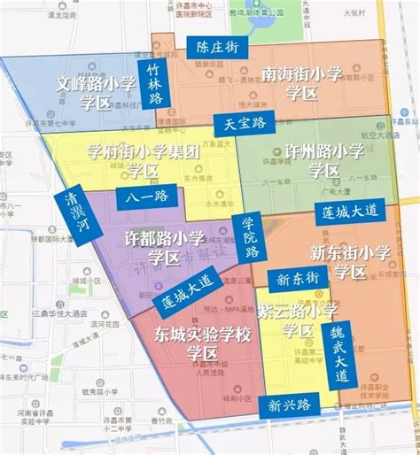 许昌市东城区2019年中小学学区划分图解版_学府街