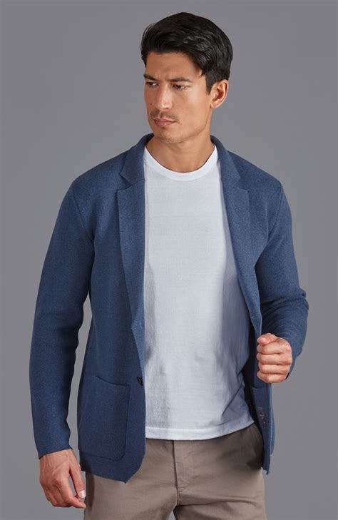 Mens Midweight Cotton Deconstructed Knitted Blazer – Paul James Knitwear