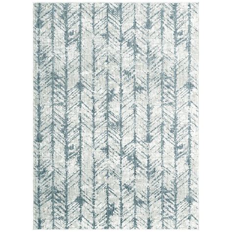 Brookstone Nature Birch 5 X 7 (ft) Ivory/Blue Indoor/Outdoor Chevron ...