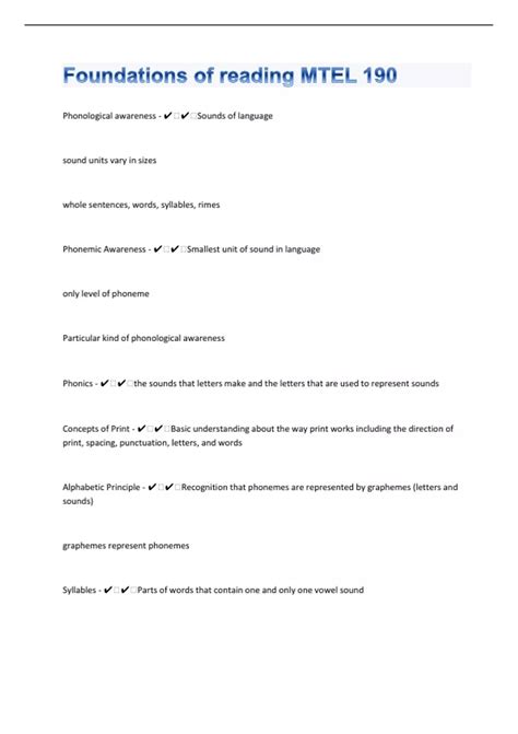 Foundations of reading MTEL 190|198 Questions with 100% Correct Answers ...