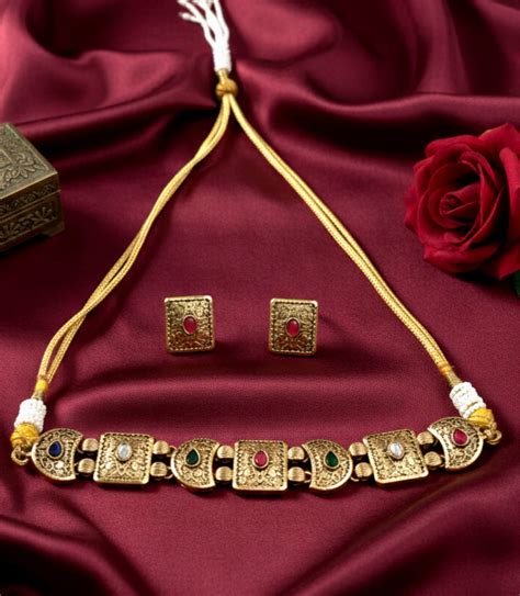 Tanya Brass Gold Plated Choker set with Earrings – OranGey Fashion