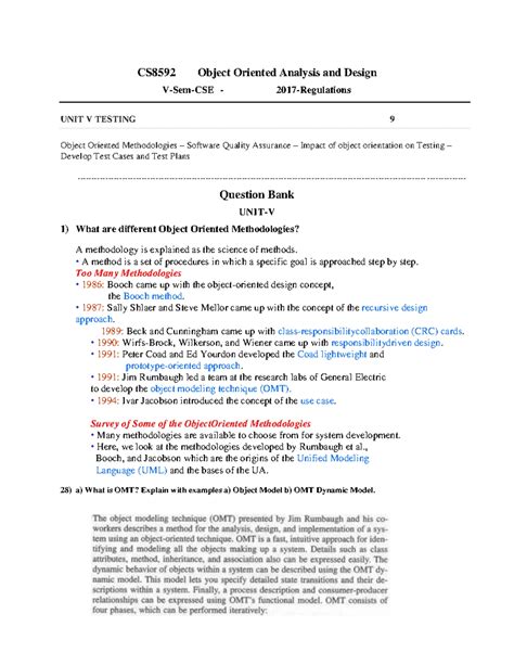 CS8592 OOAD Final Question Bank: Use Case Modeling & UML Diagrams - Studocu