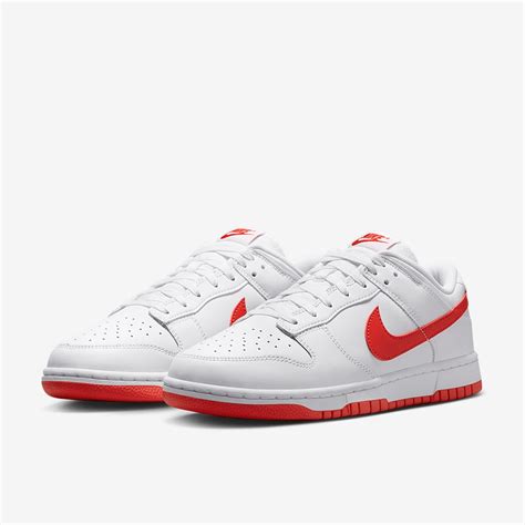Nike Sportswear Dunk Low Retro - White/Picante Red - Trainers - Mens ...