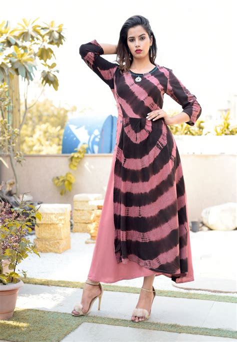 Alfa Store. stylish front double layer kurti cum gown