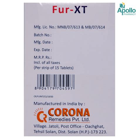 Fur-XT Tablet 15's Price, Uses, Side Effects, Composition - Apollo Pharmacy