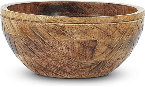 Amazon.com | Tapeera Wooden Salad Bowl Large Serving - Hand Carved ...