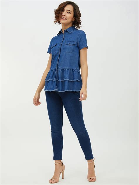 Women's Denim Top with Peplum detail – Stylestone