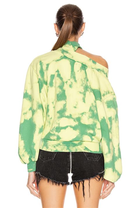 OFF-WHITE Tie Dye Trashed Sweatshirt in Light Green | FWRD