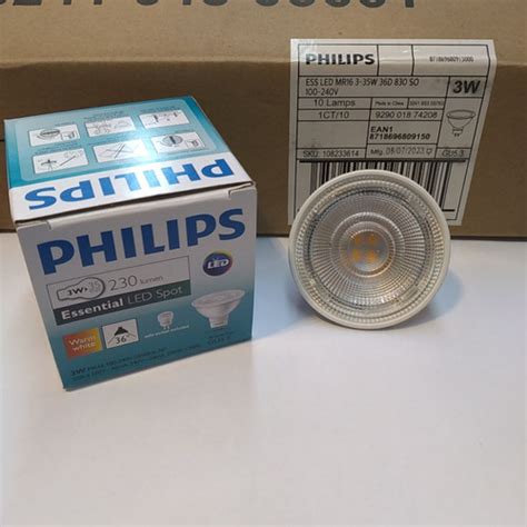 Jual Philips Essential LED Spot MR16 3W 3000K Warmwhite 220V 36D ...