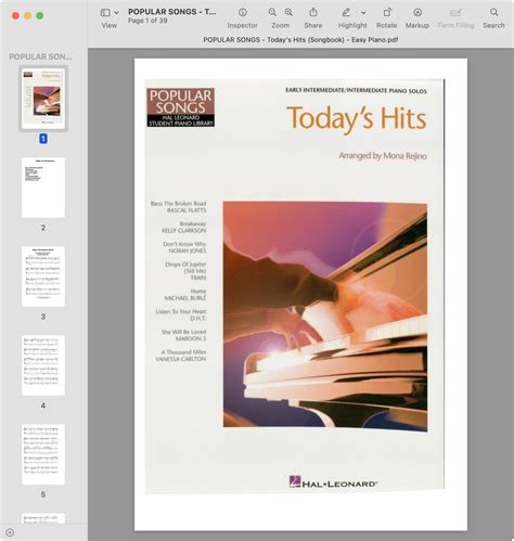 POPULAR SONGS - Today's Hits (Songbook) - Easy Piano