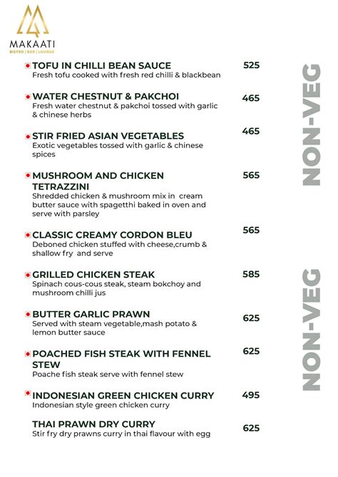 Menu at Makati Kolkata, Kolkata