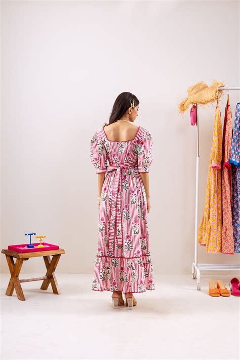 Red stripe & motif dress – rivaajclothing