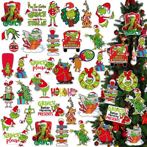 Buy 24Pcs Grinch Christmas Tree Decorations Grinch Ornaments for ...