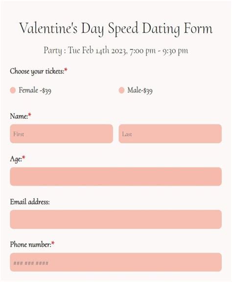 Image result for Speed Dating Form Template