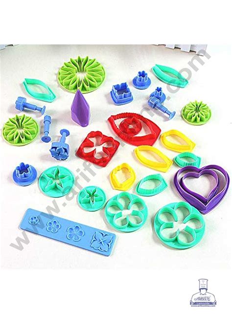CAKE DECOR™ 26 pieces Set Plastic Gum Paste Flower Cutter Set (SBKY-52 ...