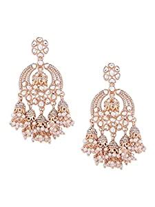 Zaveri Pearls Rose Gold Kundan & Dazzling Austrian Diamonds Embellished ...