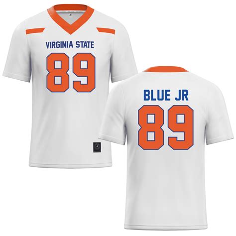#89 Christopher Blue Jr | Virginia State University White Football Jersey