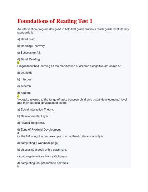 SOLUTION: Foundations of reading test 1 - Studypool