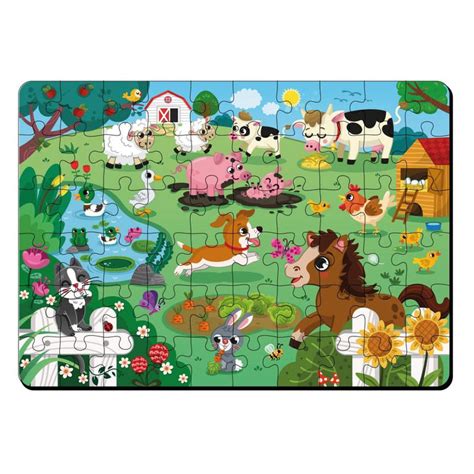 Farm Animal 48 Pieces Wooden Floor Puzzle – Mini Leaves – YaY Play