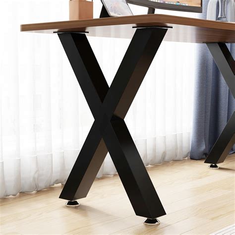 HOMEKAYT Metal Table Legs, Coffee Table Legs 16 Inch, Black Furniture Legs, X Shape Legs for ...