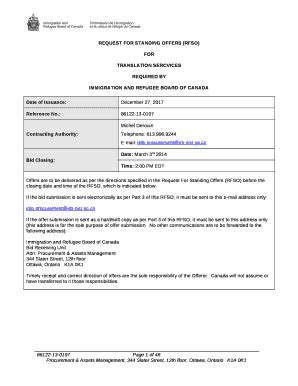 REQUEST FOR STANDING OFFERS (RFSO) Doc Template | pdfFiller