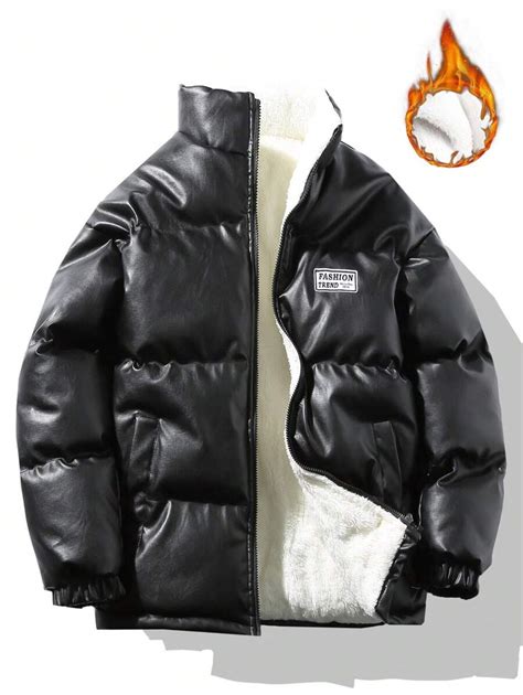 Manfinity Hypemode Men's Letter Patched Zipper Closure Pu Leather ...