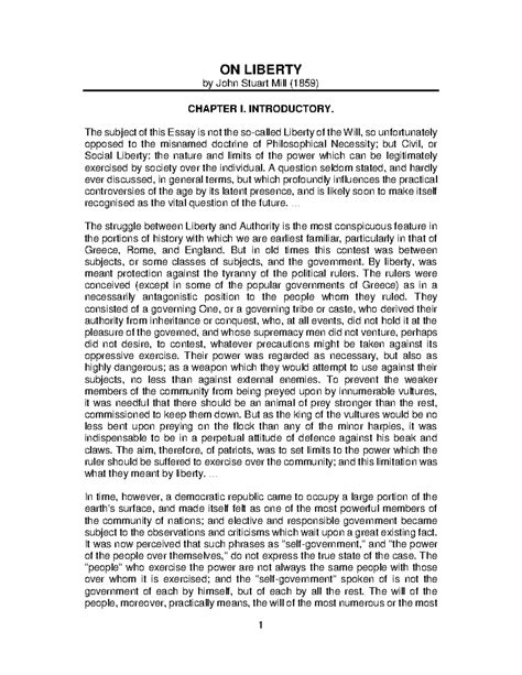 Mill - VII SEM PAPER FOR ECE CSE STUDENTS - ON LIBERTY by John Stuart ...